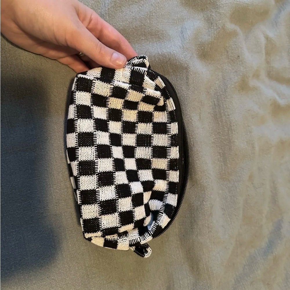 Black and White Checkered Cosmetic Bag
